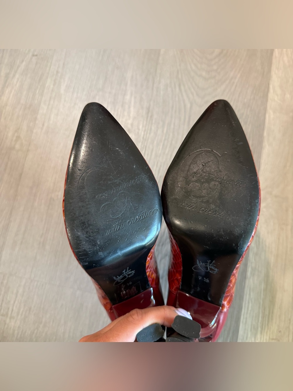 John Fluevog Celestial Communication Red Ursula Lace-Up Heel 7.5 - Picture 9 of 10